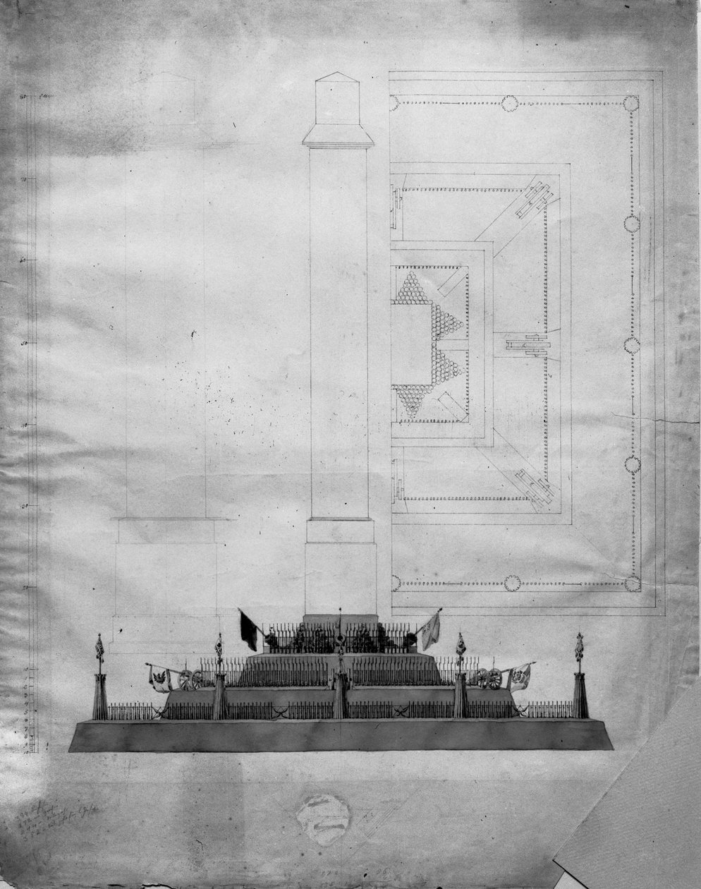 Projekt pomnika wojny (ołówek, atrament i toaleta na papierze) autorstwa Caspar David Friedrich