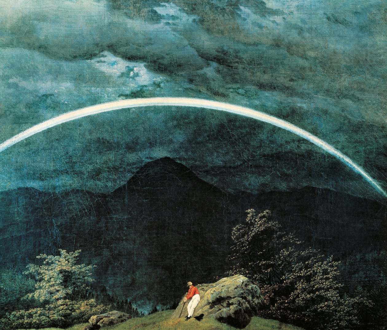 Fragment górskiego krajobrazu z tęczą, Caspar David Friedrich (1774-1840) autorstwa Caspar David Friedrich