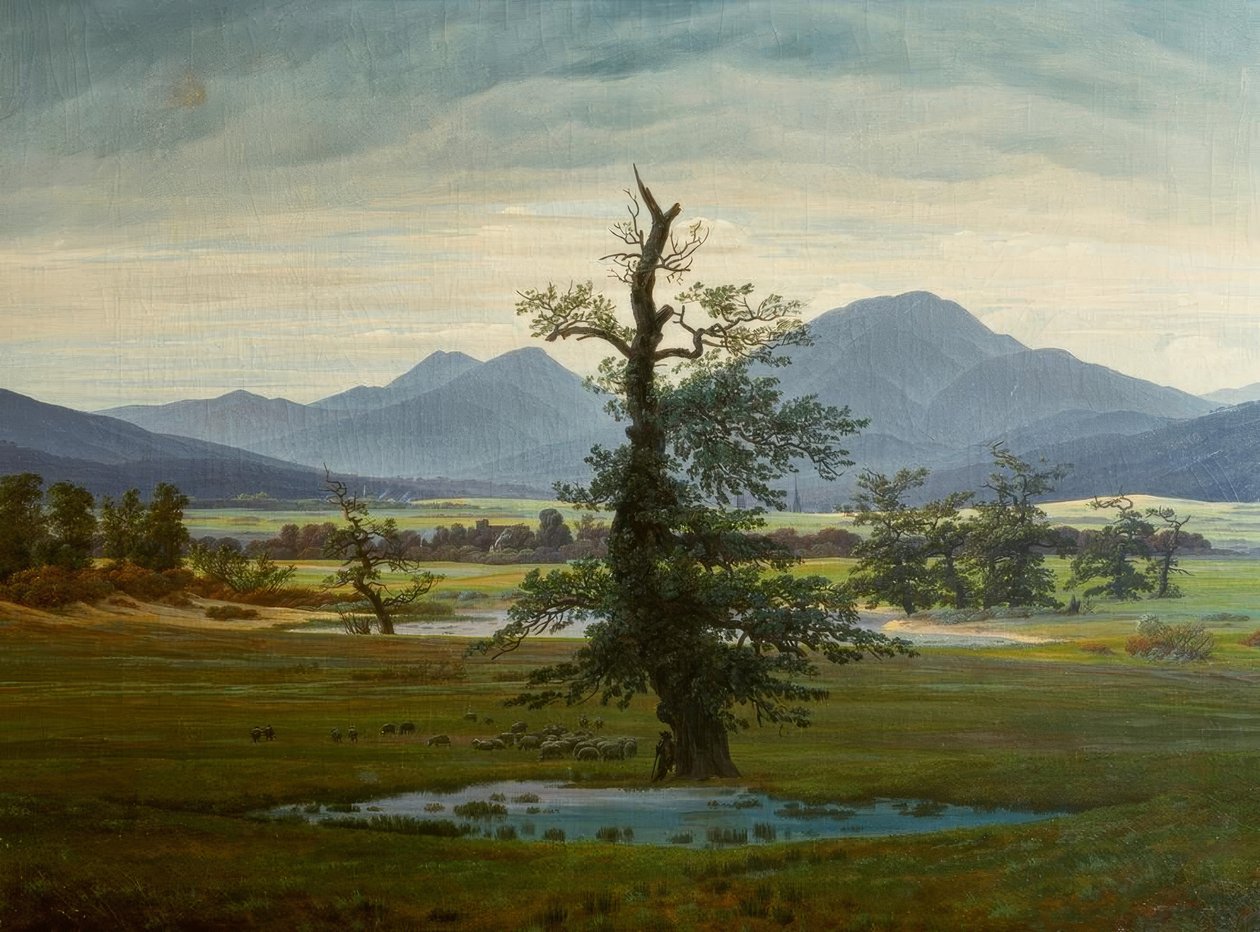 Krajobraz wsi z porannym oświetleniem autorstwa Caspar David Friedrich