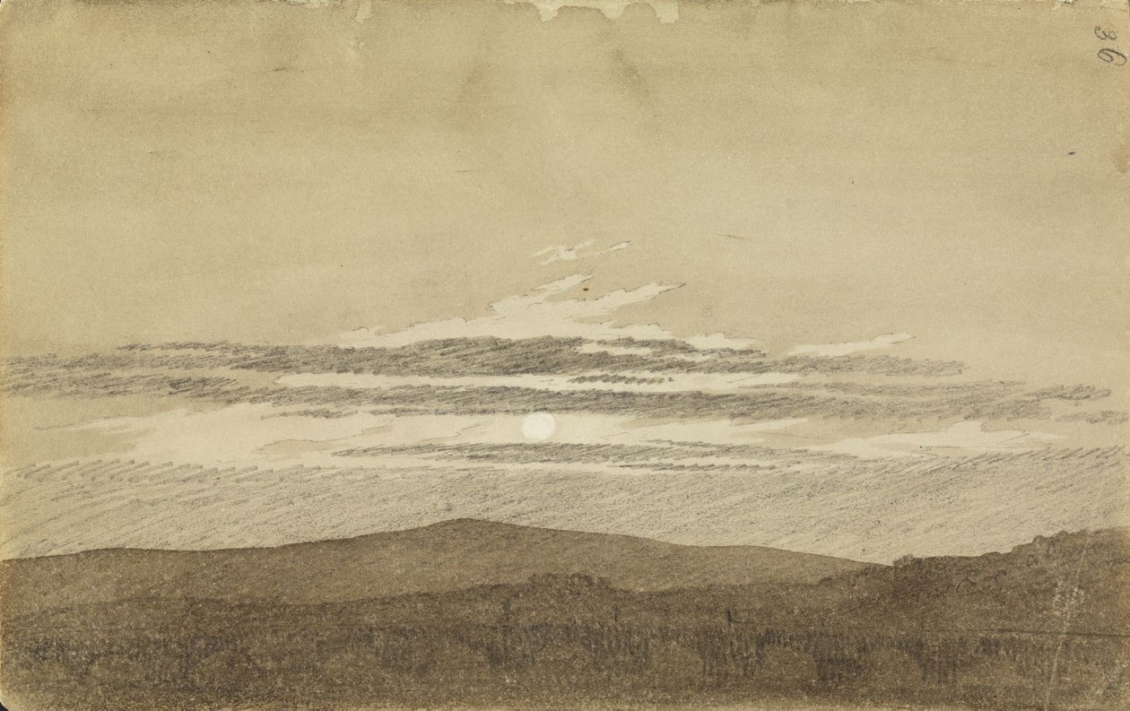 Krajobraz górski o zachodzie słońca autorstwa Caspar David Friedrich