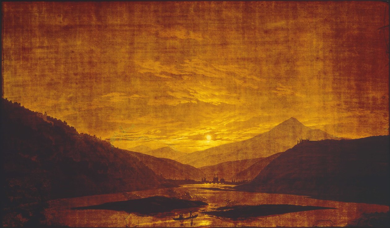 Krajobraz rzeki w nocy autorstwa Caspar David Friedrich