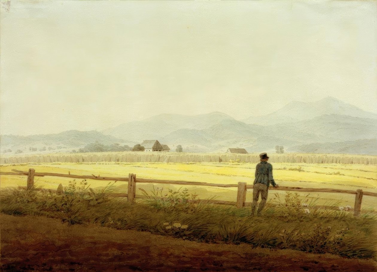 Górski krajobraz z postacią (Schmiedeberger Kamm) autorstwa Caspar David Friedrich