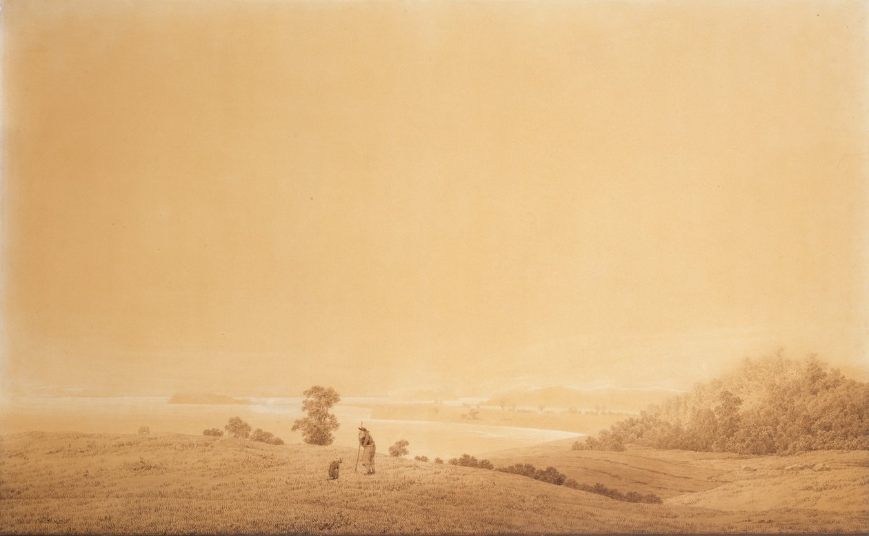 Niemiecki: Die Ostküste der Insel Rügen mit Schäfer Wschodnie wybrzeże wyspy Rugia z pasterzem autorstwa Caspar David Friedrich