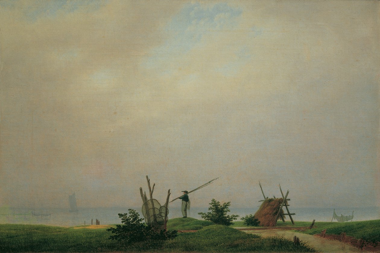 Niemiecki: Meeresstrand mit Fischer Wybrzeże z rybakiem autorstwa Caspar David Friedrich