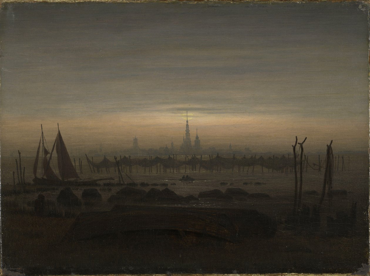Greifswald w blasku księżyca autorstwa Caspar David Friedrich