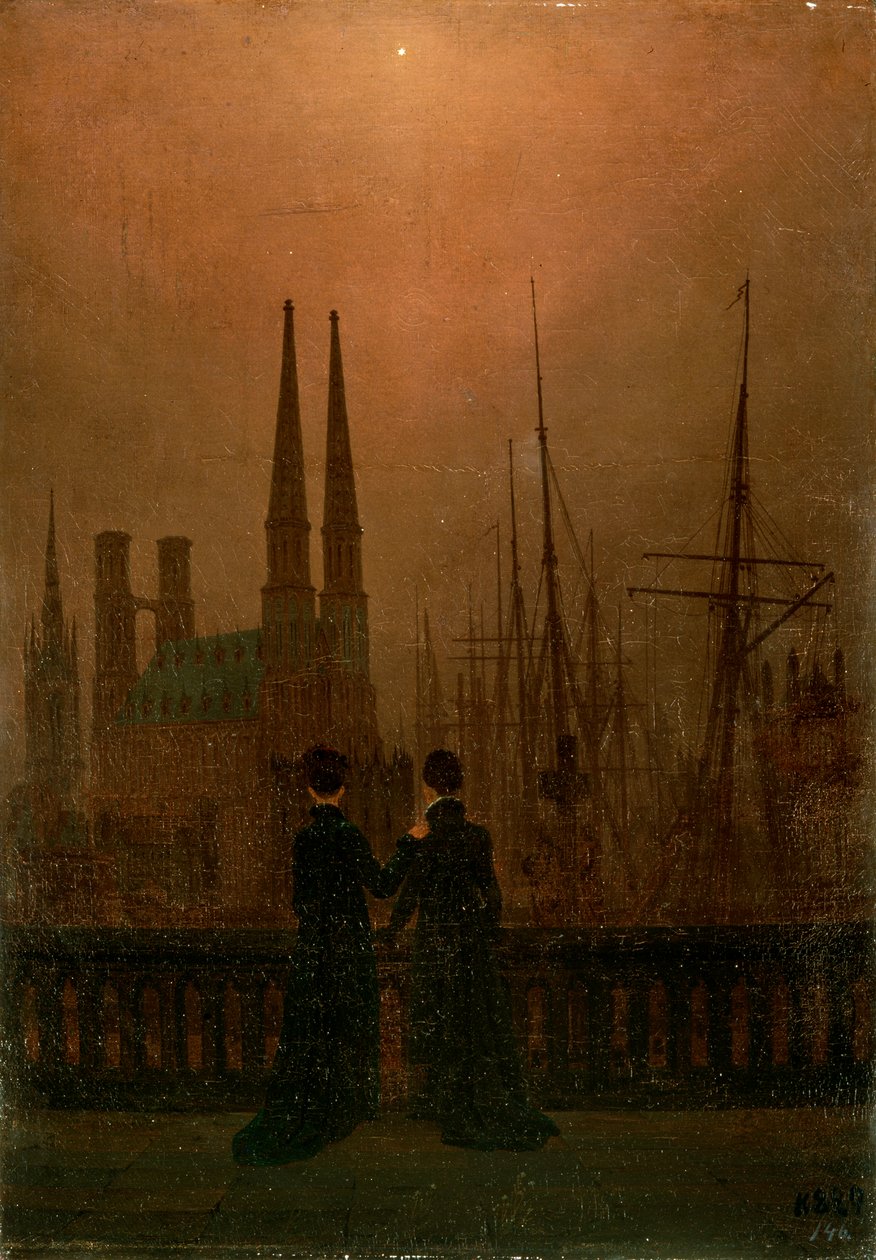 Siostry Port nocą, 1818-1820. autorstwa Caspar David Friedrich