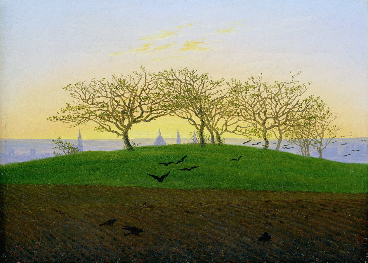 Wzgórza i zaorane pola w okolicach Drezna autorstwa Caspar David Friedrich