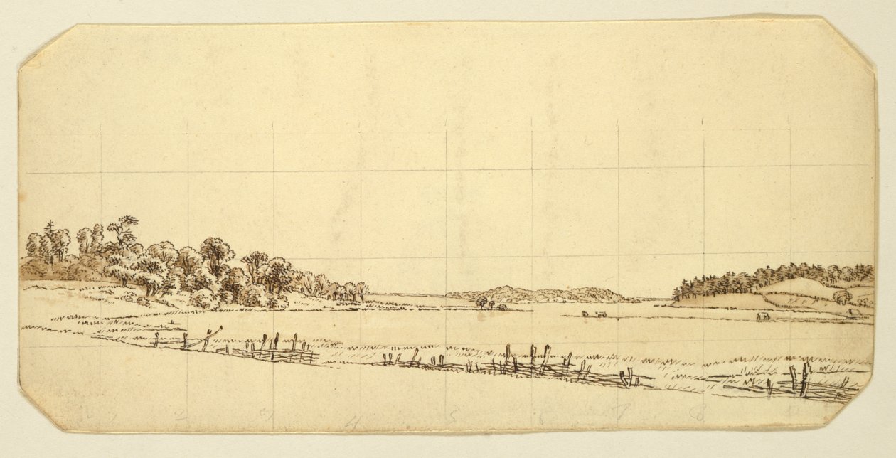 Lakeside, 1802-3 (pióro i brązowy tusz umyć ołówkiem na papierze) autorstwa Caspar David Friedrich