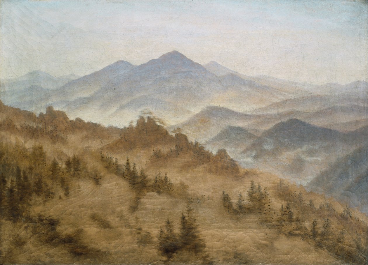 Maisema Rosenbergin kanssa Bohemian Mountainspolishissa autorstwa Caspar David Friedrich