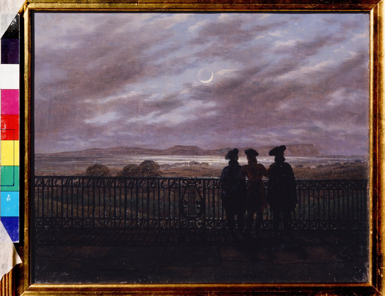 „Les poetes russes Vassili Joukovski (Zhukovsky) (1783-1852), Ivan Tourgueniev (Tourgueneff) (1818-1883) et Alexandre Ivan Tourgueniev (vers 1784-1846)) (Poeci V.A. Zhukovsky, Ivan Sergeyevich Turgieniev i Aleksandr Ivanovich Turgieniev ) Peinture de Cas autorstwa Caspar David Friedrich