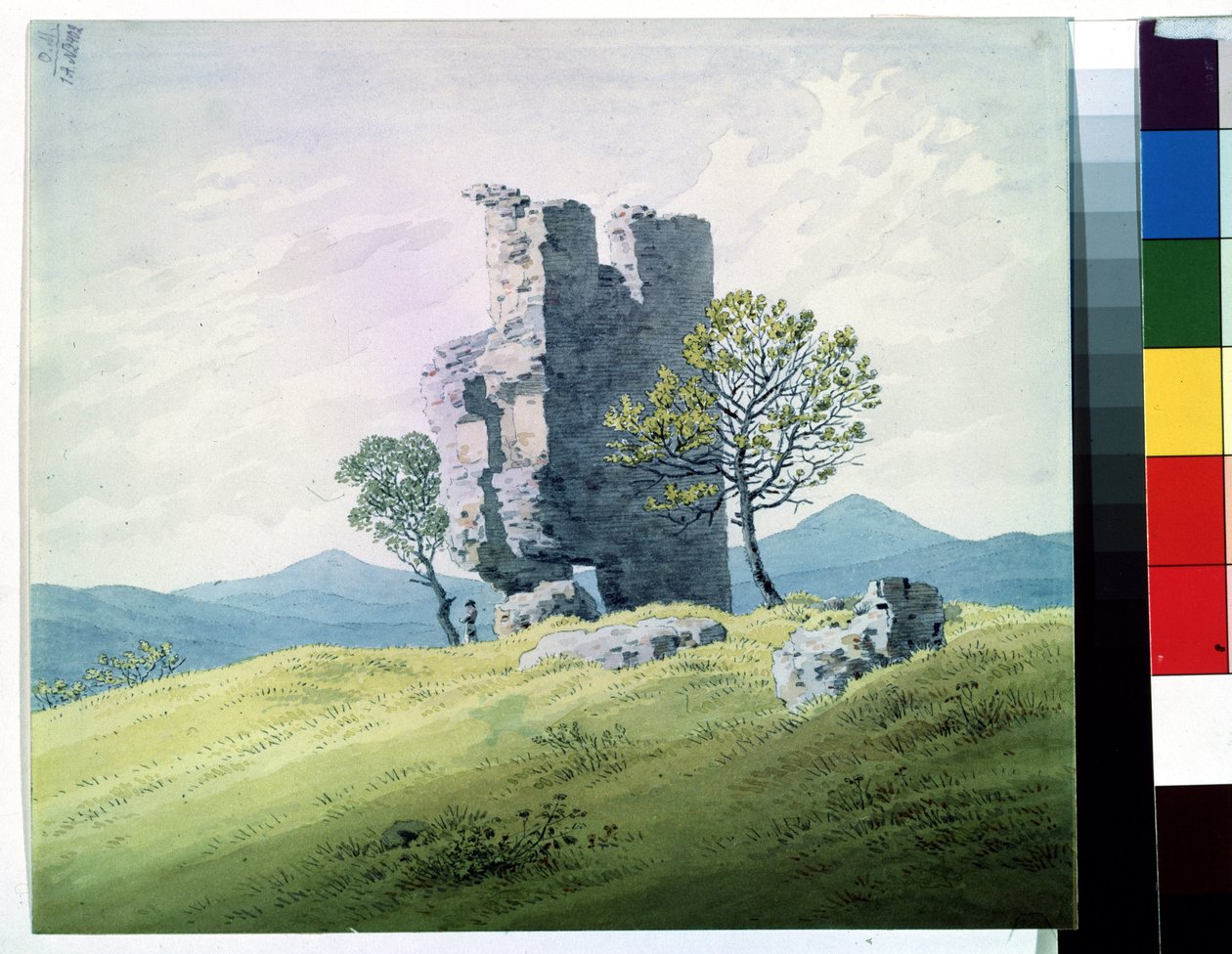 „Ruiny zamku Teplice w Czechach” (Zamek w Teplicach) Akwarela Caspara Davida Friedricha (1774-1840) XIX-wieczne Muzeum Puszkina, Moskwa autorstwa Caspar David Friedrich