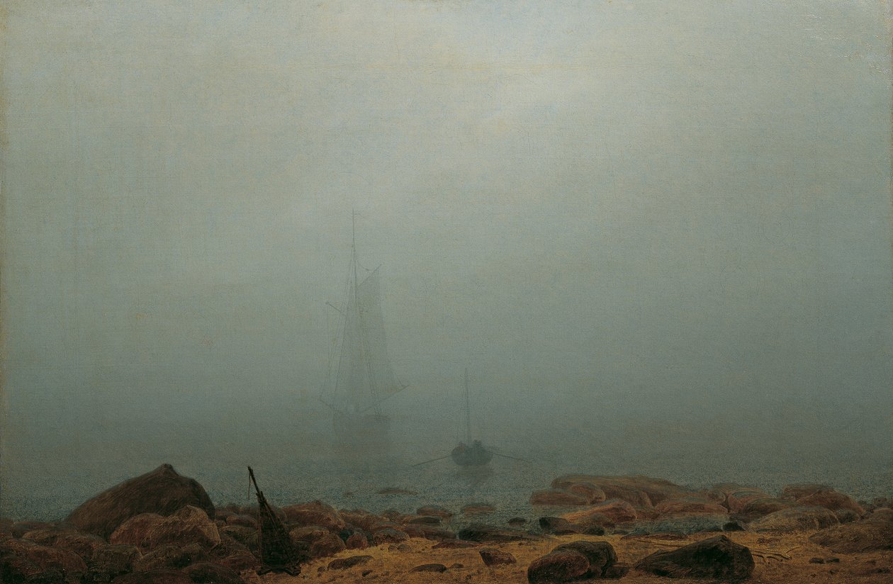 Morska plaża we mgle autorstwa Caspar David Friedrich