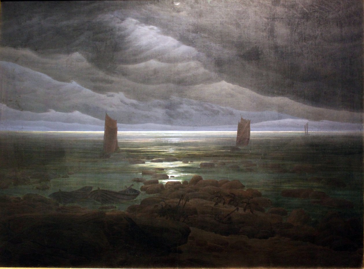 Wybrzeże w świetle księżyca autorstwa Caspar David Friedrich