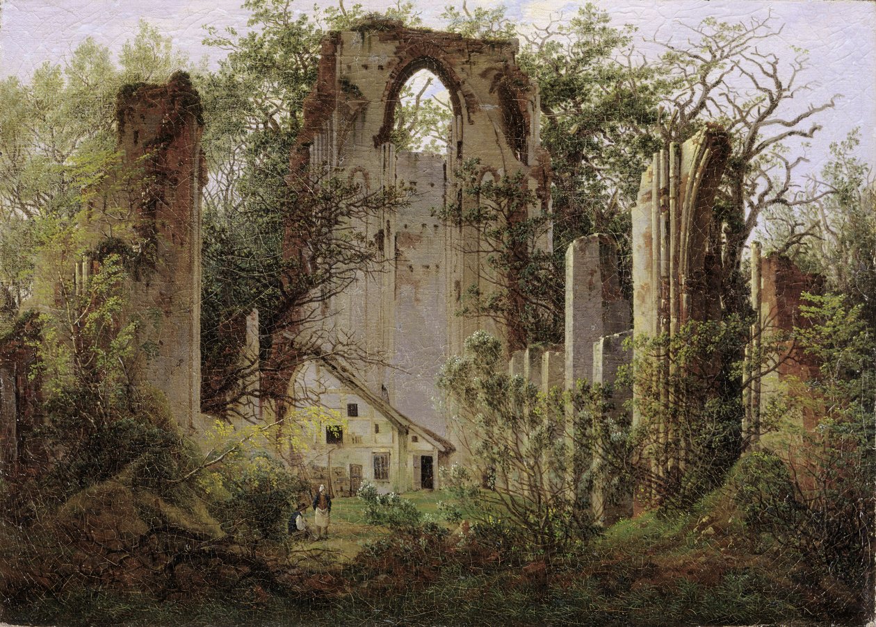 Ruiny klasztoru Eldena koło Greifswaldu, ok. 1825 r. autorstwa Caspar David Friedrich