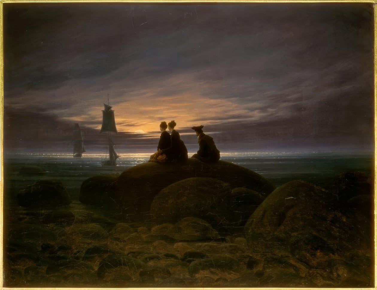 Wschód księżyca nad morzem autorstwa Caspar David Friedrich
