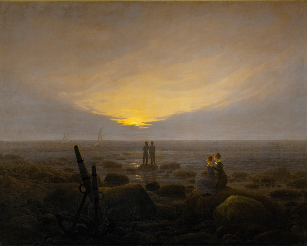 Księżyc wschodzi nad morzem autorstwa Caspar David Friedrich
