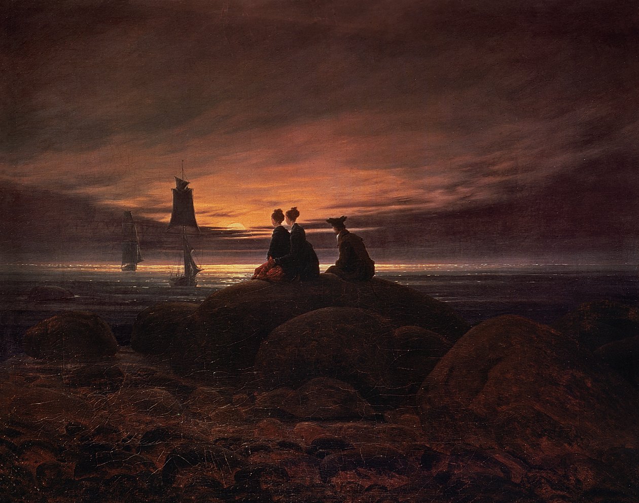 Księżyc wschodzący nad morzem autorstwa Caspar David Friedrich