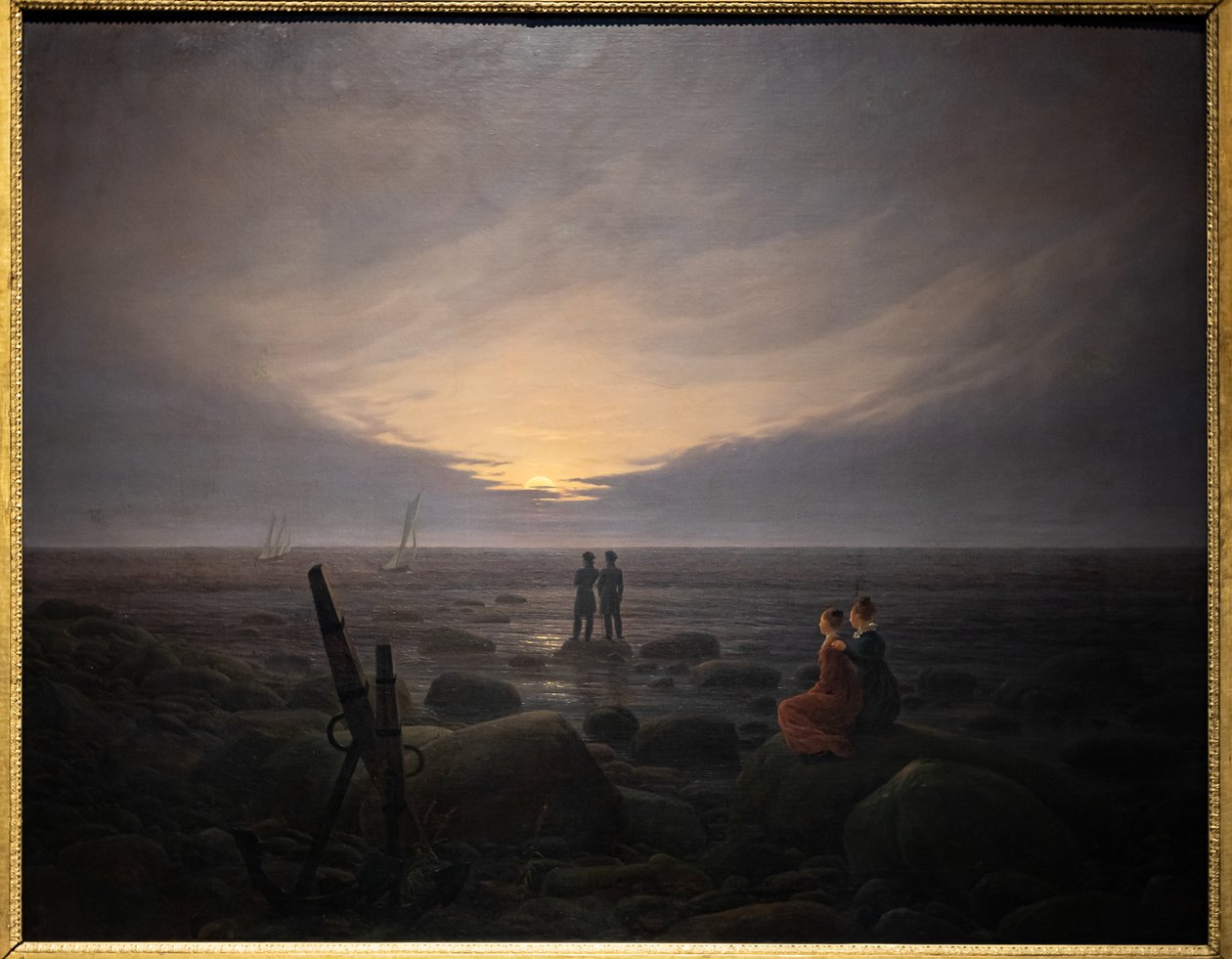 Księżyc wschodzący nad morzem (olej na płótnie) autorstwa Caspar David Friedrich