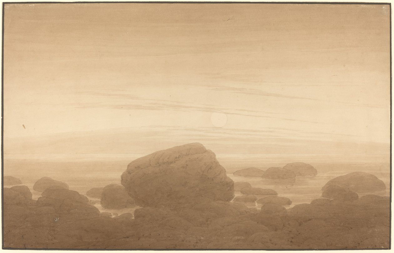 Wschód księżyca na pustym brzegu autorstwa Caspar David Friedrich