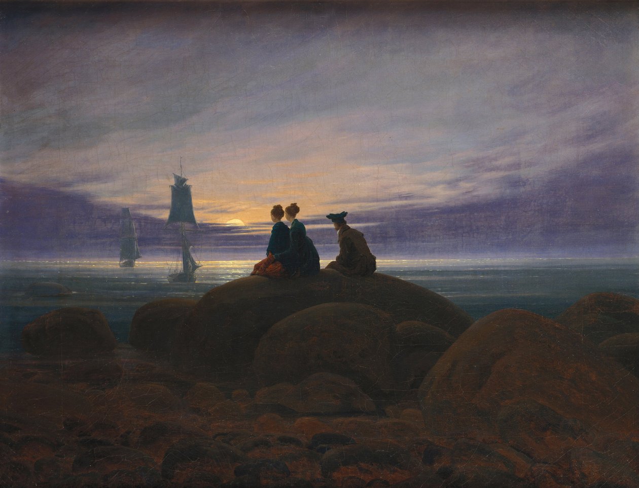 Wschód księżyca nad morzem, 1822 autorstwa Caspar David Friedrich