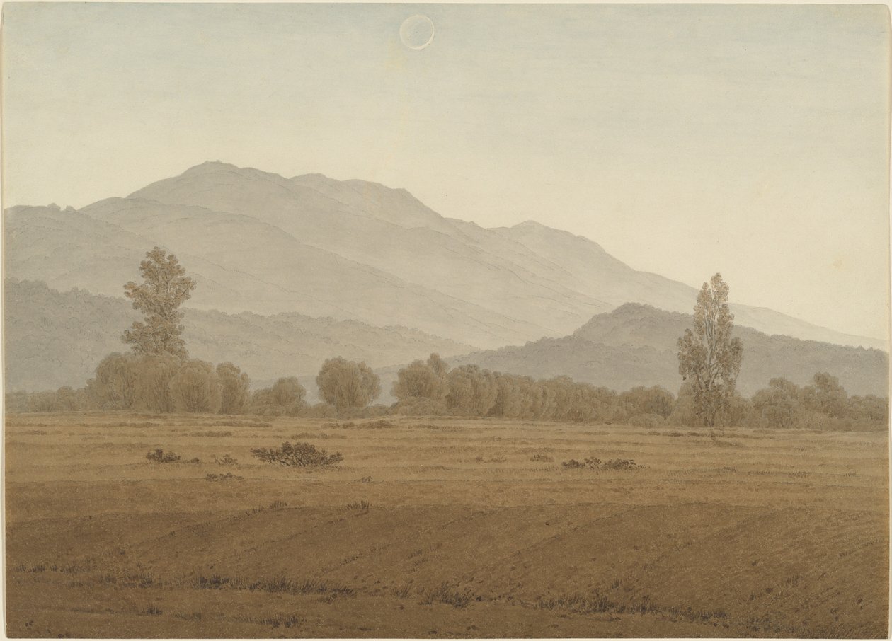 Nów księżyca lub zaćmienie Słońca nad Górami Karkonoszami autorstwa Caspar David Friedrich