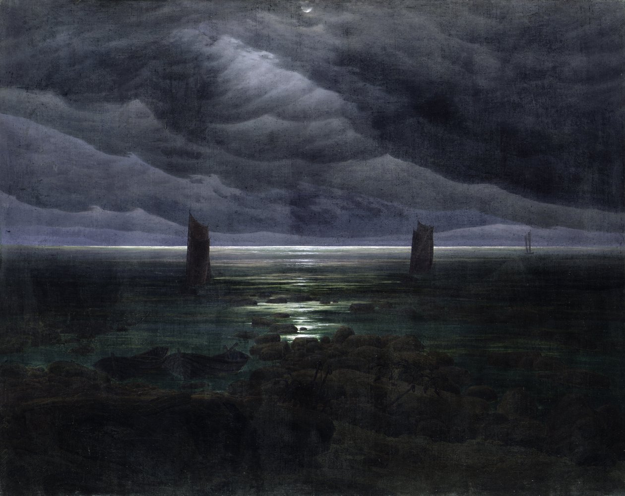 په سپوږمۍ کې د سمندر ساحل autorstwa Caspar David Friedrich