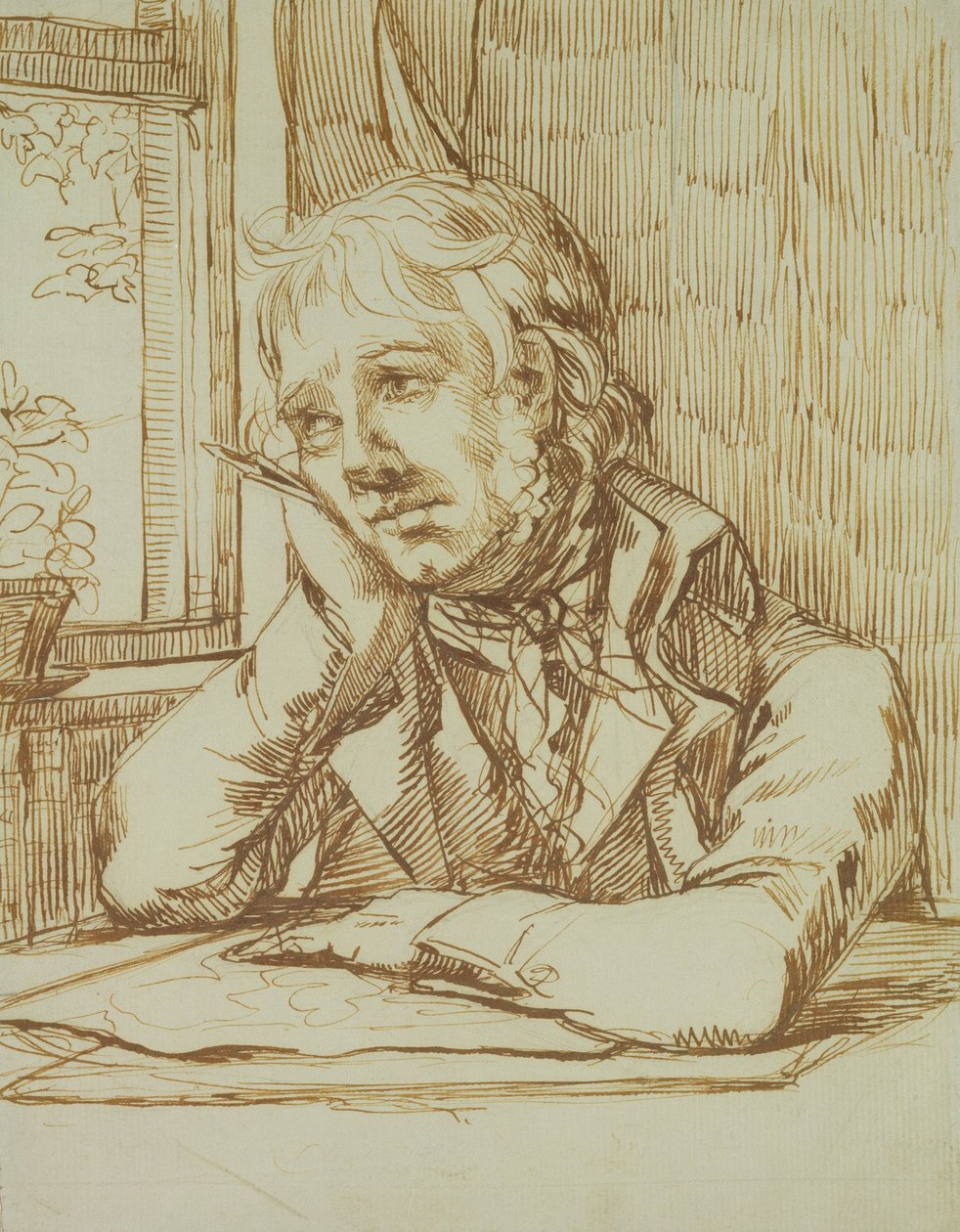 Autoportret z podpartym ramieniem autorstwa Caspar David Friedrich