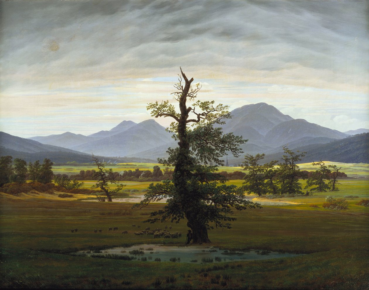 Krajobraz wioski samotnych drzew w świetle poranka, 1822 autorstwa Caspar David Friedrich