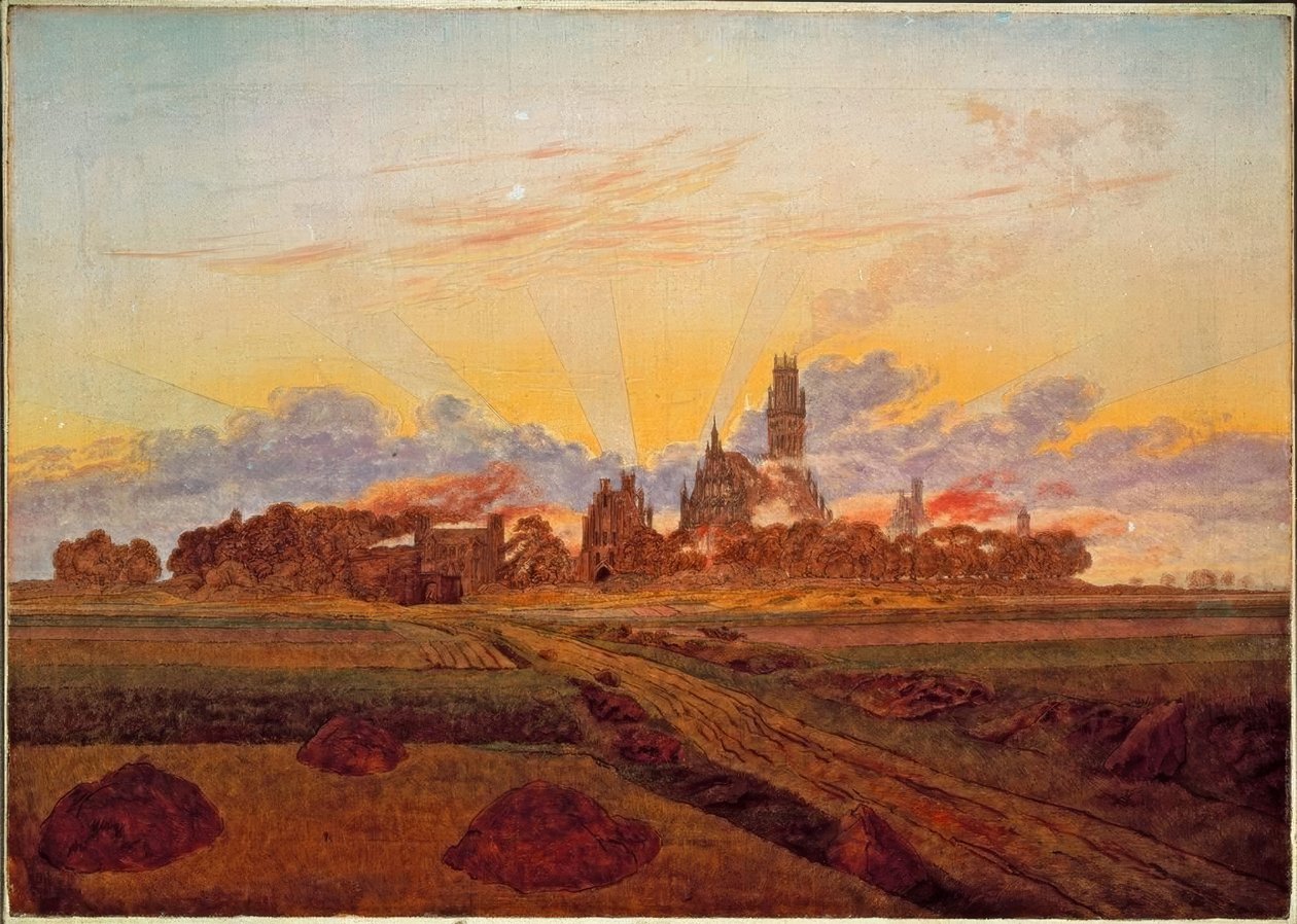 Wschód słońca w pobliżu Neubrandenburga autorstwa Caspar David Friedrich