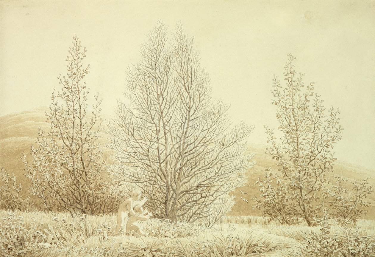 Wiosna (ołówek i sepia na papierze) autorstwa Caspar David Friedrich