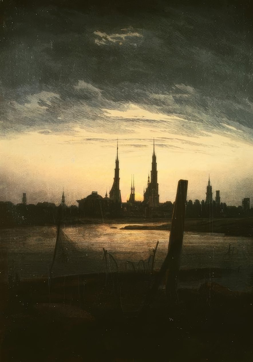 Miasto o wschodzie księżyca autorstwa Caspar David Friedrich