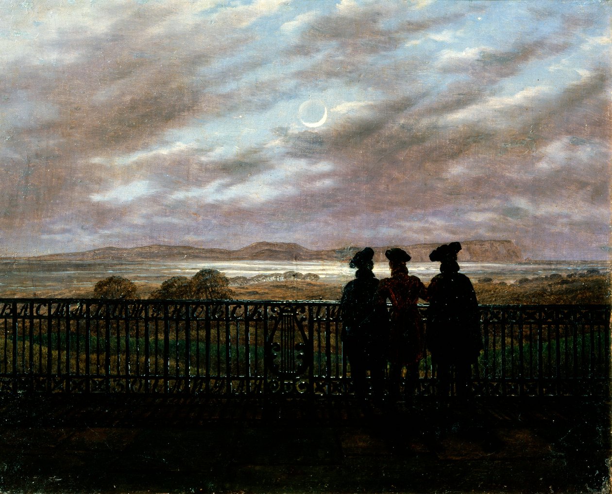 Poeci V.A. Żukowski, S.I. Turgieniew i A.I. Turgieniew, koniec lat 20. XIX wieku autorstwa Caspar David Friedrich