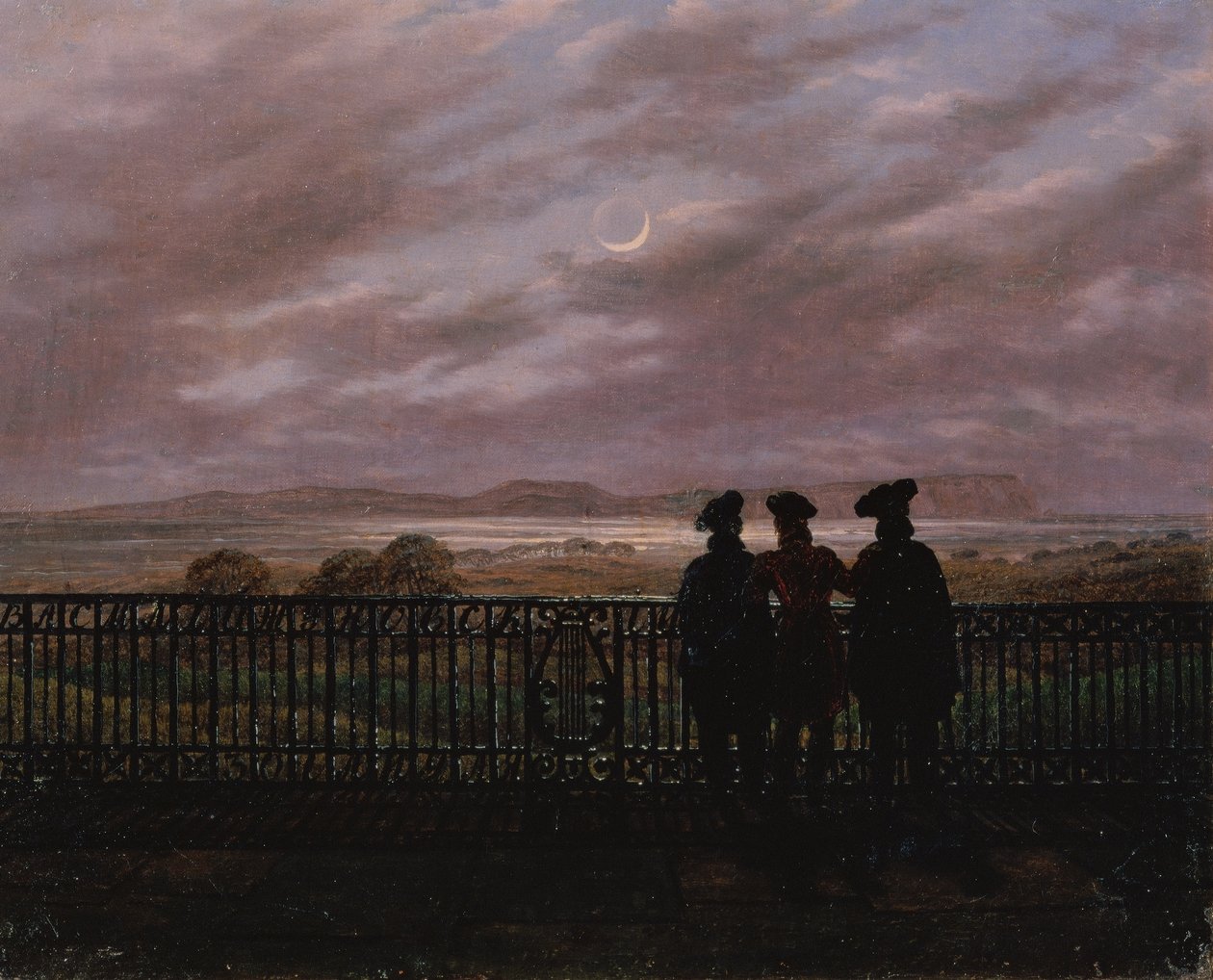 Poeci Wasilij Andriejewicz Żukowski (1783-1852), Siergiejewicz Iwan Turgieniew (1818-83) i Aleksandr Iwanowicz Turgieniew (ok. 1784-1846), koniec lat 20. XIX wieku (olej na płótnie) autorstwa Caspar David Friedrich
