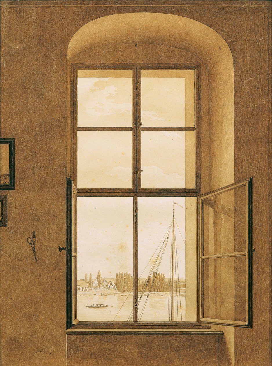 Widok z okna pracowni artysty, okno prawe, 1805-1806. autorstwa Caspar David Friedrich