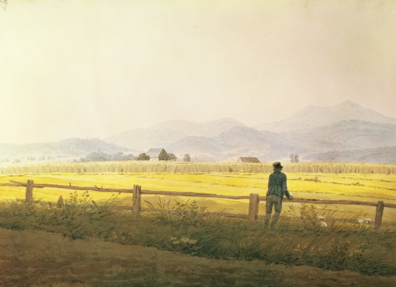 Widok Schmiedebergerkamm, ok.1837 (akwarela na papierze) autorstwa Caspar David Friedrich