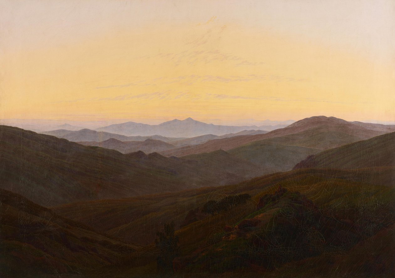 W górach przed wschodem słońca autorstwa Caspar David Friedrich