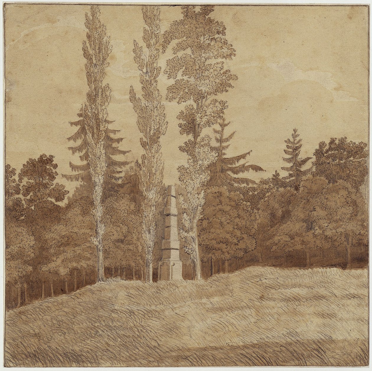 Leśna polana z obeliskiem w dolinie Seifersdorf autorstwa Caspar David Friedrich