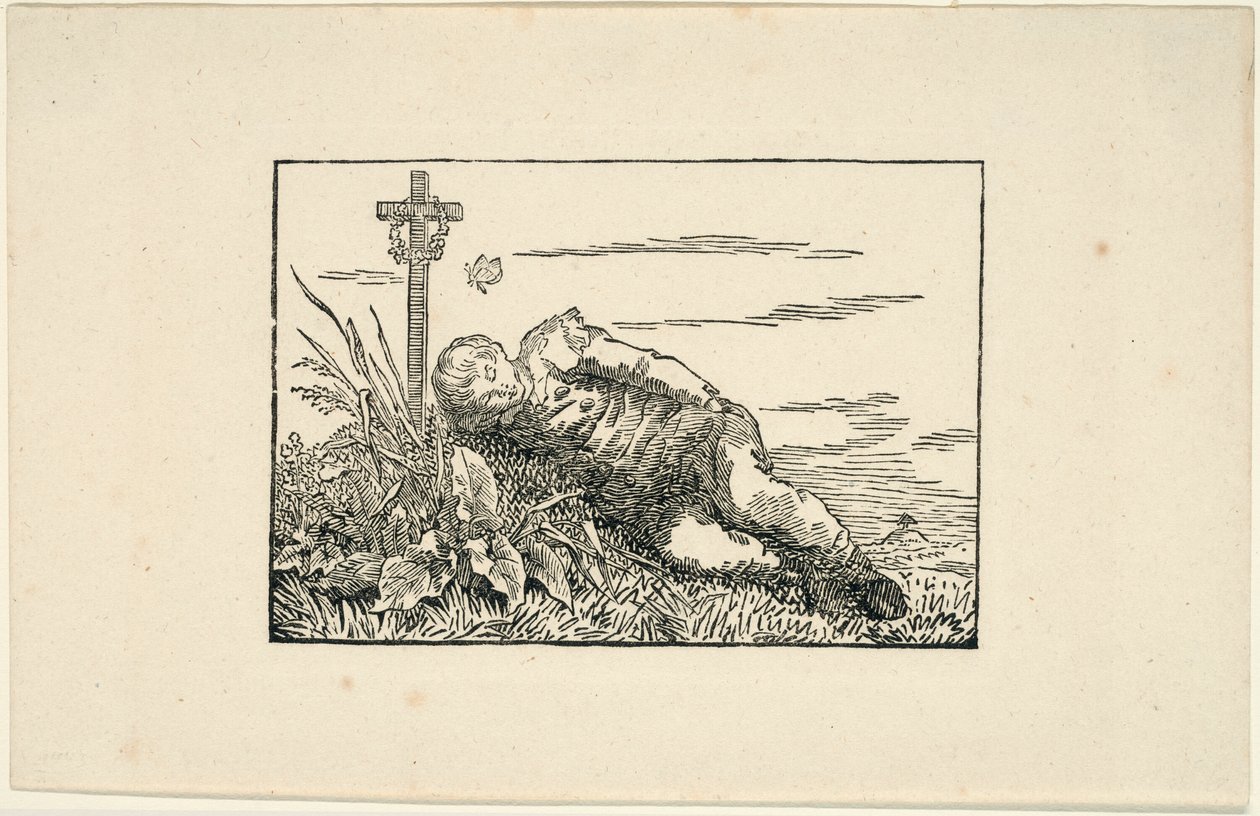 Młody mężczyzna leżący na grobie autorstwa Caspar David Friedrich