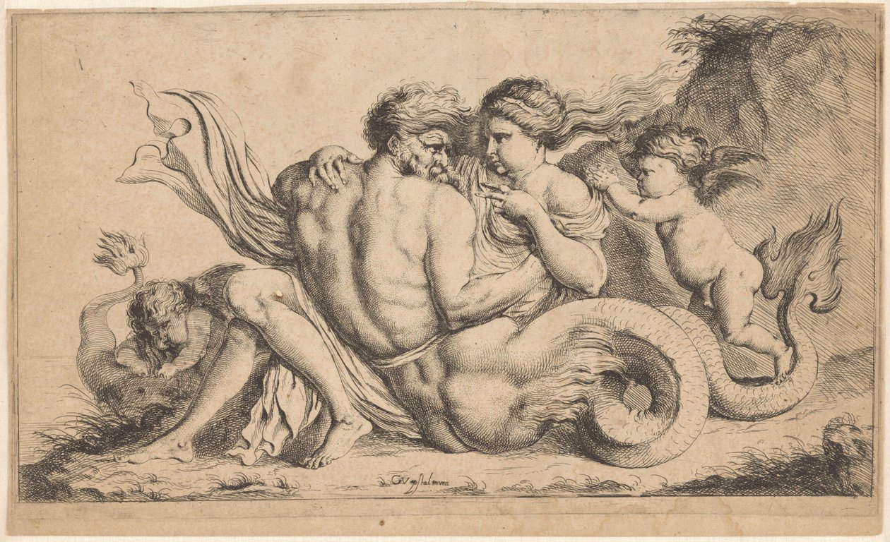 Tryton nimfa autorstwa Caspar Jacob van Opstal (II) (attributed to)