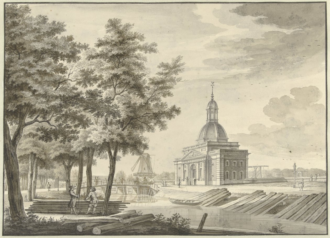 Widok nowo wybudowanego Muiderpoort, 1771 autorstwa Caspar Jacobsz. Philips