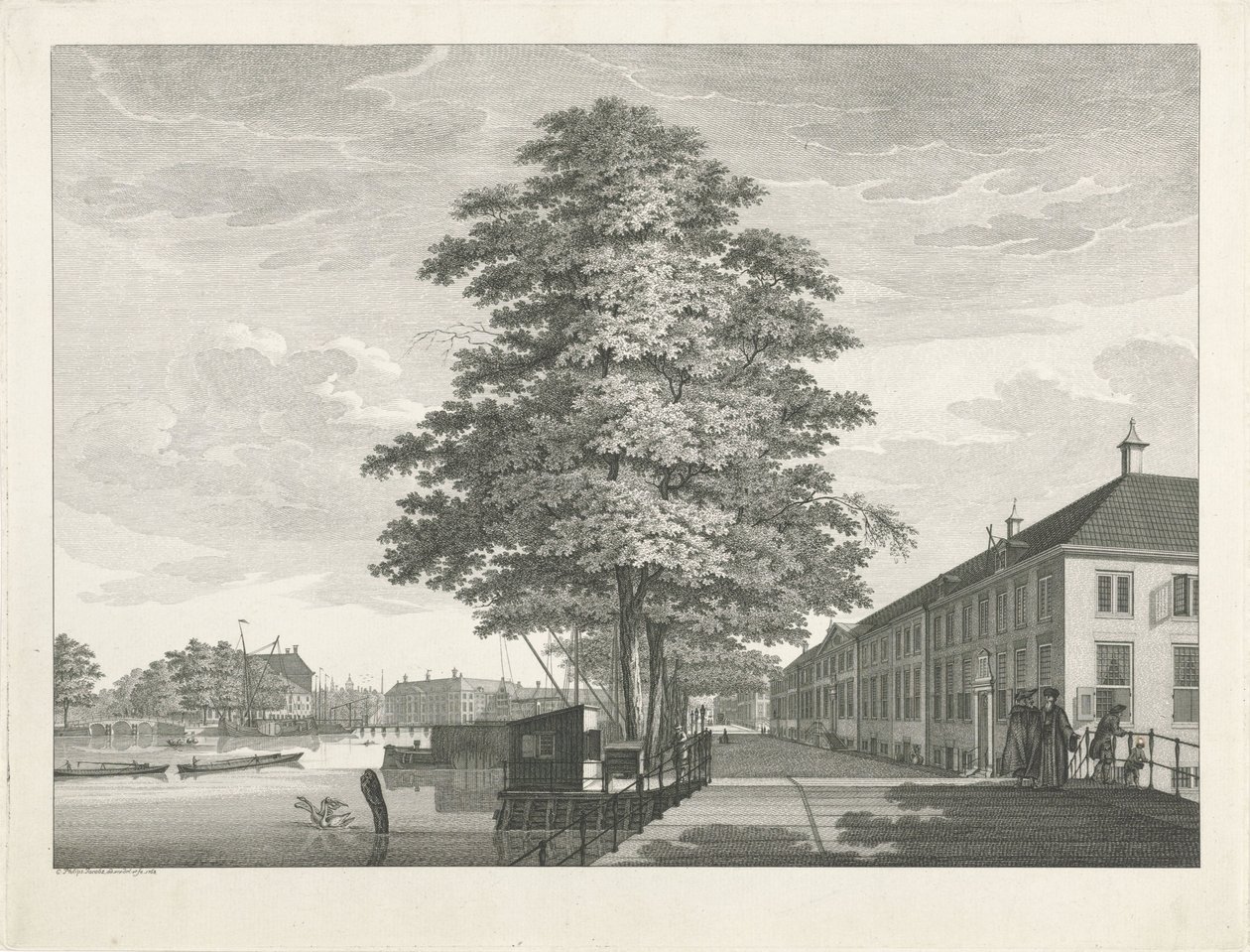 Widok na Dom Starych Kobiet i Mężczyzn Diaconie w Amsterdamie autorstwa Caspar Jacobsz. Philips