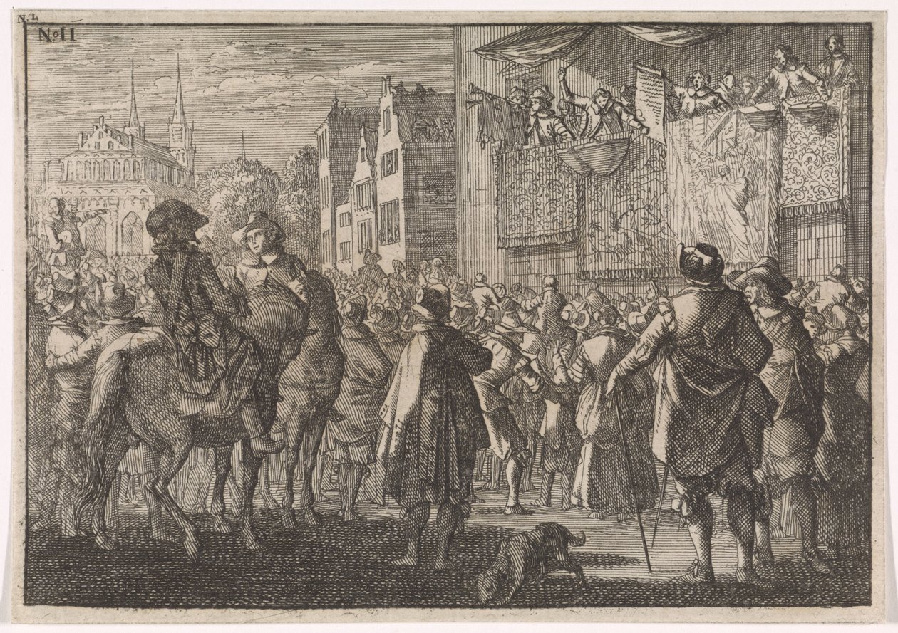 Ogłoszenie pokoju Osnabrück w mieście, 1648 autorstwa Caspar Luyken (attributed to)