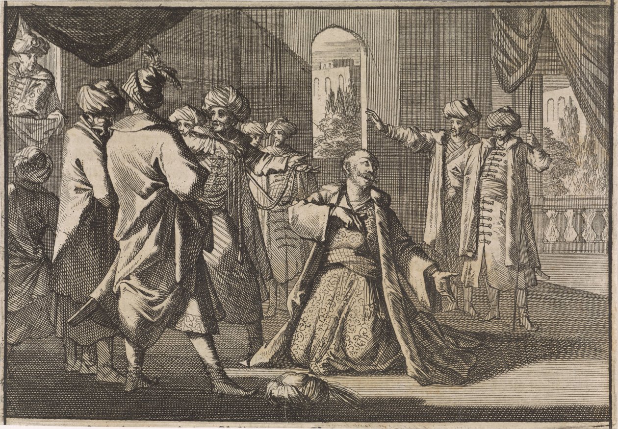 Emir Fakardin błaga sułtana Murata IV o życie, 1633 autorstwa Caspar Luyken (attributed to)