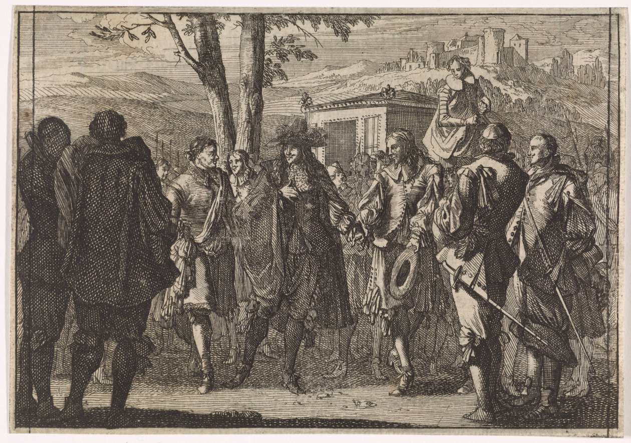 Król Karol I z Anglii zostaje schwytany przez angielskich żołnierzy, 1647 autorstwa Caspar Luyken (attributed to)