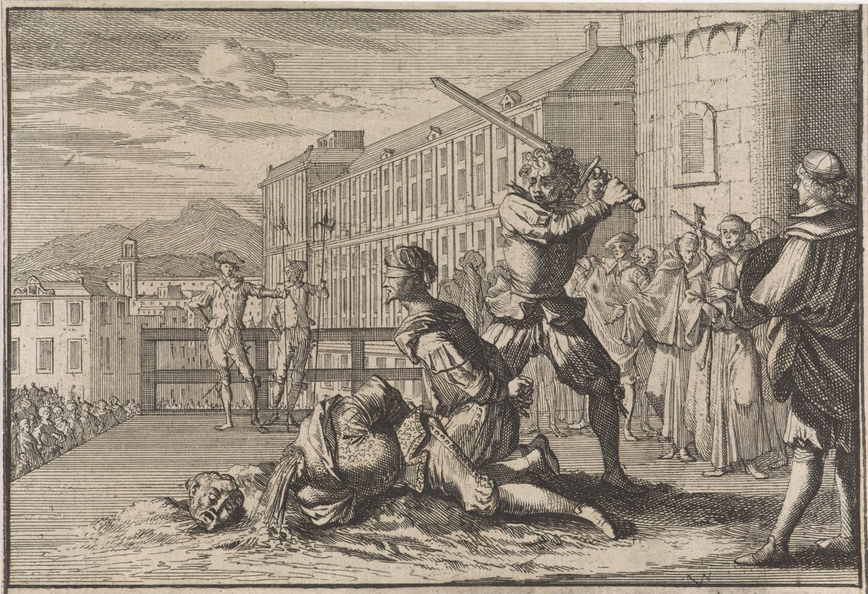 Ścięcie markiza Cinq-Mars i François De Thou, 1642 autorstwa Caspar Luyken (attributed to)