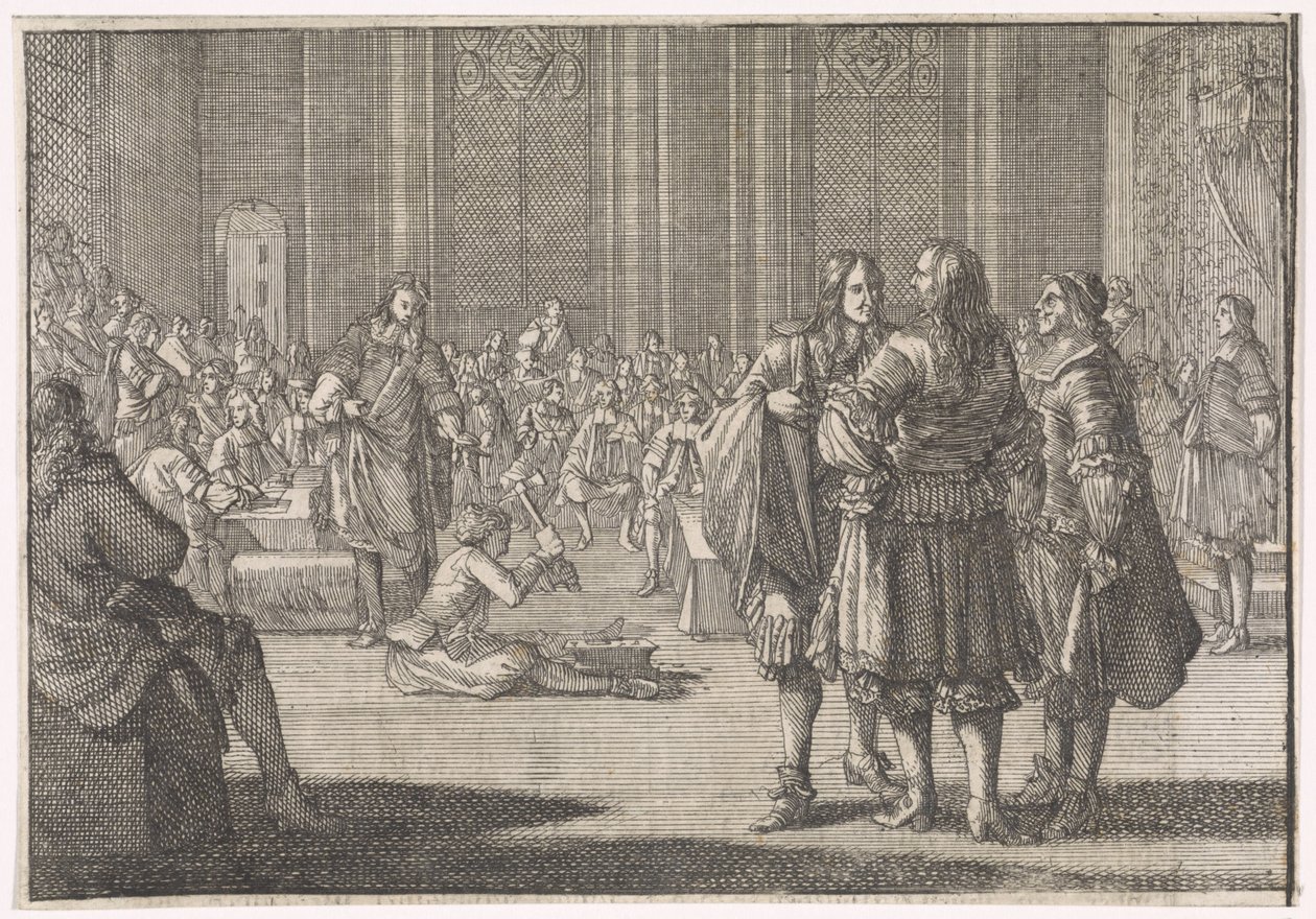 Cesarska Pieczęć Anglii rozbita w Izbie Lordów, 1646 r autorstwa Caspar Luyken (attributed to)