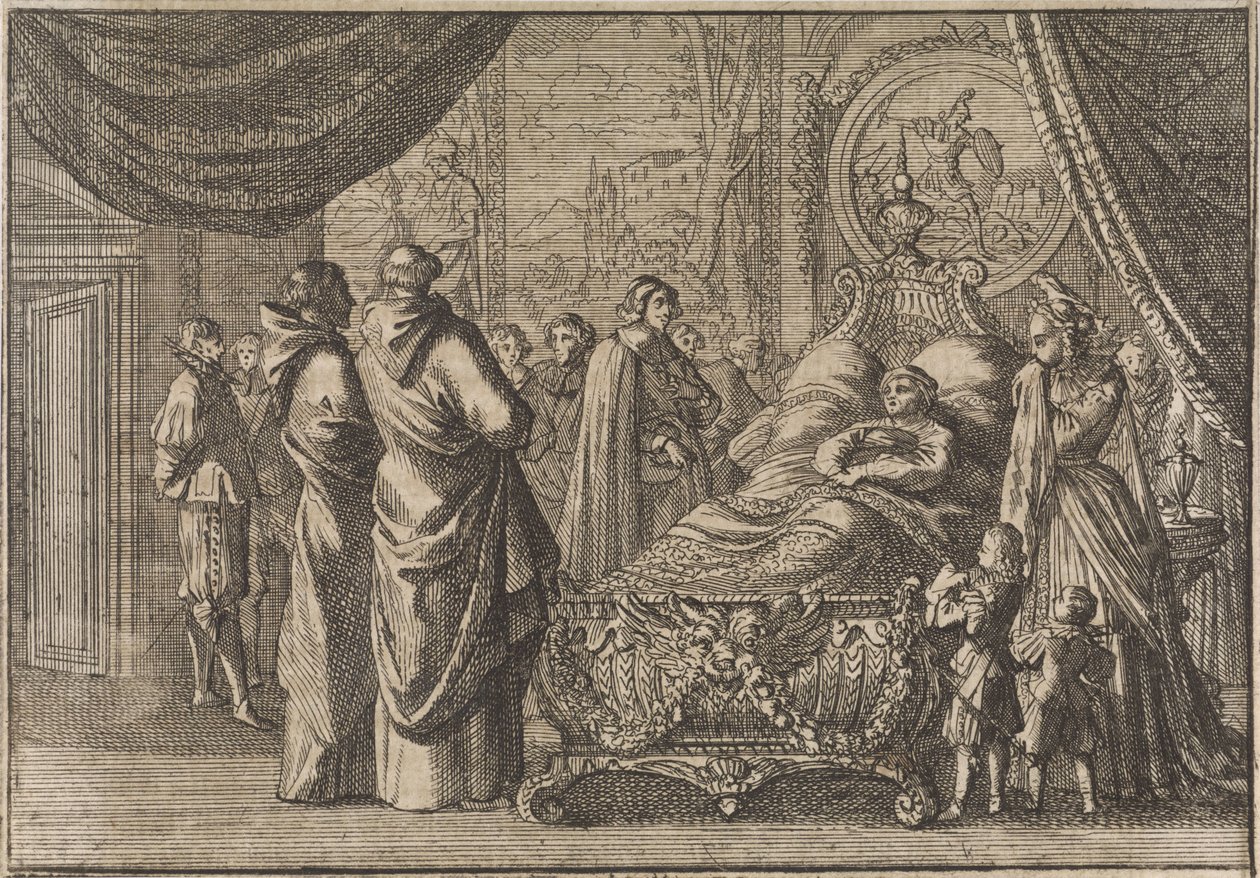 Łoże śmierci Ludwika XIII, 1643 autorstwa Caspar Luyken (attributed to)