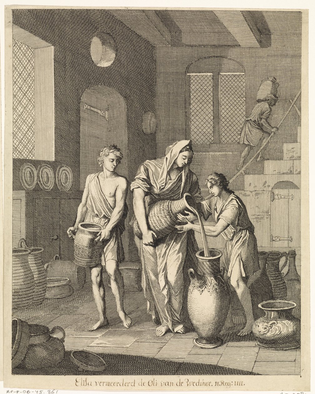 Elizeusz pomaga ubogiej wdowie autorstwa Caspar Luyken