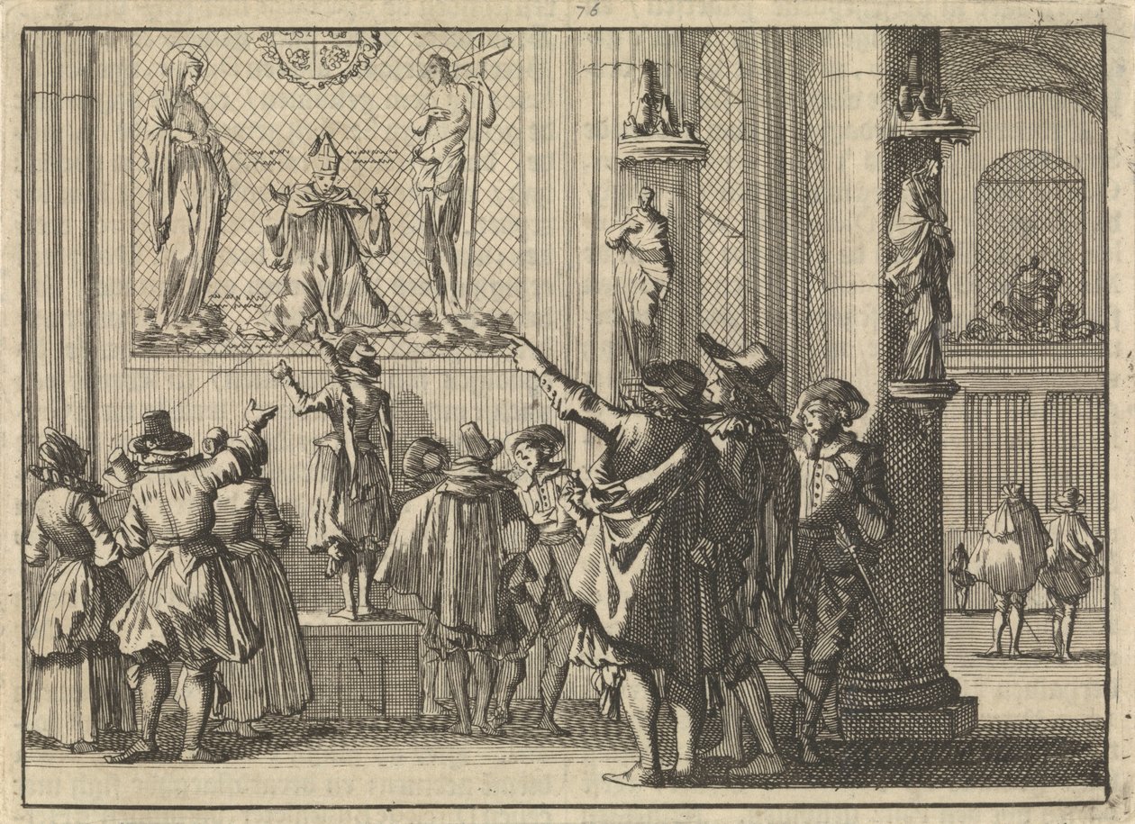 Malowane okno, odnalezione po zdobyciu Den Bosch w tamtejszym kościele, przedstawiające biskupa Gisbertusa Mariusa między Chrystusem a Maryją, 1629 autorstwa Caspar Luyken