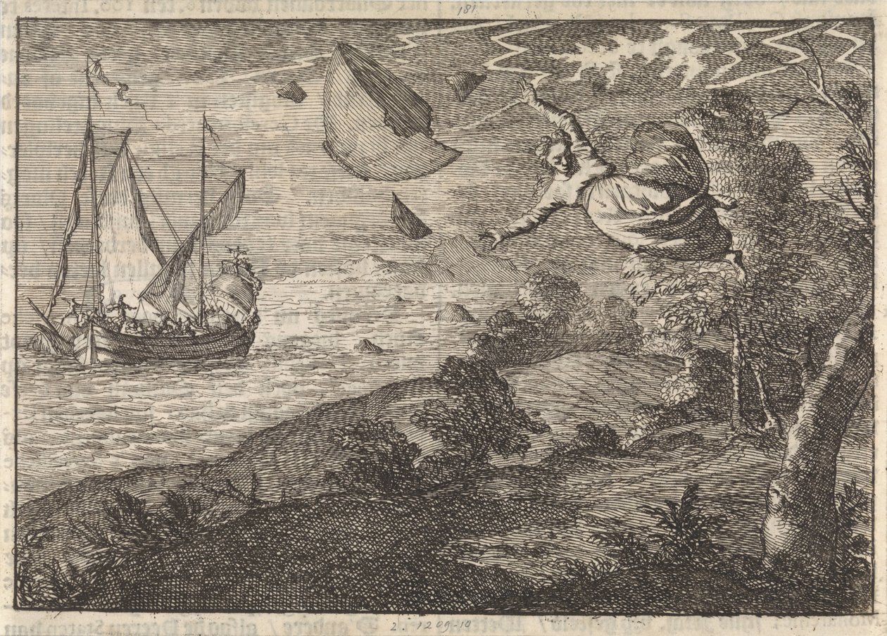 Silne wiatry na wybrzeżu Malmö, 1679 autorstwa Caspar Luyken